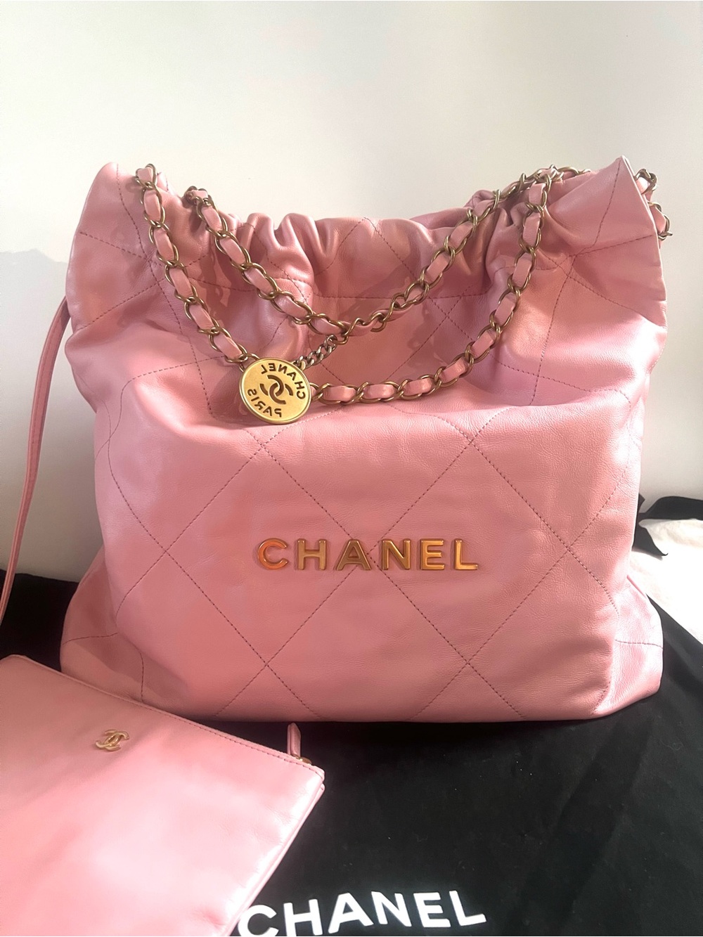 Chanel 22 Pink Calfskin Hobo Bag GHW